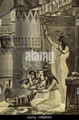 L'Égypte. Un concert à Cleopatra's. Gravure de Richard Brend'Amour (1831-1915) D'après une peinture d'Antonie Calbert (1860-1944). 1890. 'La Ilustracion Artistica'. Banque D'Images