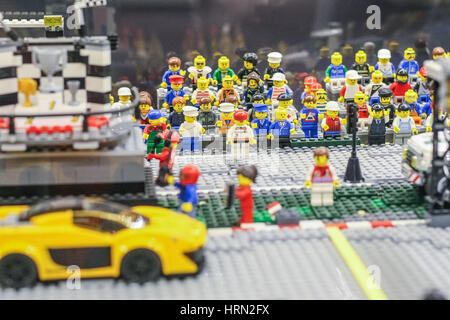 Gdansk, Pologne. 06Th Mar, 2017. Piste de course modèle fabriqué avec des briques LEGO est vu sur des briques LEGO exposition sur 3 Mars 2017 dans Galeria Metropolia à Gdansk, Pologne. Credit : Michal Fludra/Alamy Live News Banque D'Images