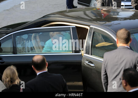 Bardo, Tunisie. 3e Mar, 2017. Le président du Parlement tunisien Mohamed Ennacer pendant qu'il reçoit Angela Merkel. En Tunisie, Bardo, Tunisie. 3 mars, 2017. La chancelière allemande, Angela Merkel, visitez la Tunisie au cours de laquelle elle aura des entretiens avec le président tunisien BEJI CAID ESSEBSI et premier ministre Youssef Chahed et prononcera un discours dans le Parlement tunisien. Credit : Mohamed Krit Midos/Alamy Live News Banque D'Images