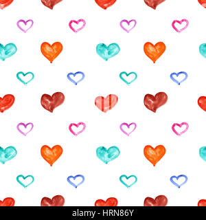 Aquarelle - coeurs couleur motif transparent raster Banque D'Images