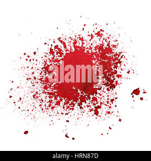 L'encre rouge isolé sur l'éclaboussure fond blanc Banque D'Images