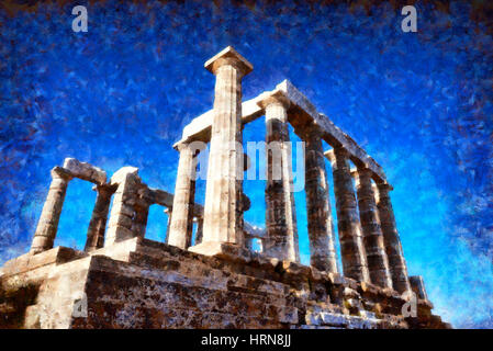 Temple de Poséidon au cap Sounion, en Grèce Banque D'Images