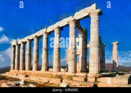 Temple de Poséidon au cap Sounion, en Grèce Banque D'Images