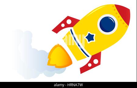 16493947 - cartoon spaceship isolé sur blanc. vector illustration Banque D'Images