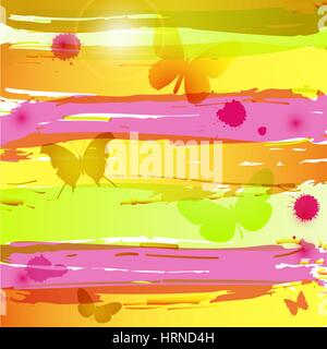 Contexte aquarelle avec les papillons, blots et leurres Illustration de Vecteur