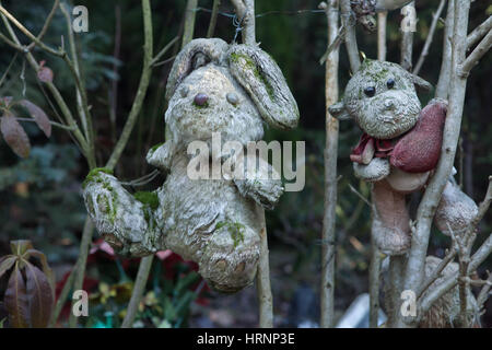 Cimetière pour animaux abandonnés à Prague, République tchèque. Les seuls animaux à Prague cimetière situé dans le district de Bohnice est abandonné depuis plus de dix ans. La dernière inhumation a lieu ici avant janvier 2007 lorsque de nouveaux enterrements ont été interdits par les autorités locales en raison du manque de clarté des droits de propriété pour les terres. Banque D'Images