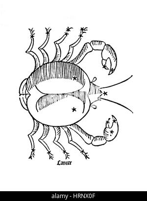 Constellation du cancer, signe du Zodiaque, 1482 Banque D'Images