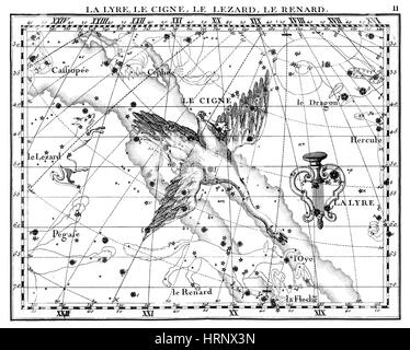 Lyra, Cygnus, Lacerta et Vulpecula, 1729 Banque D'Images