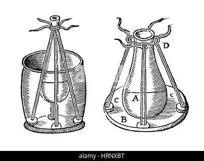 Ambroise ParÌ© 1585, alambics, Banque D'Images