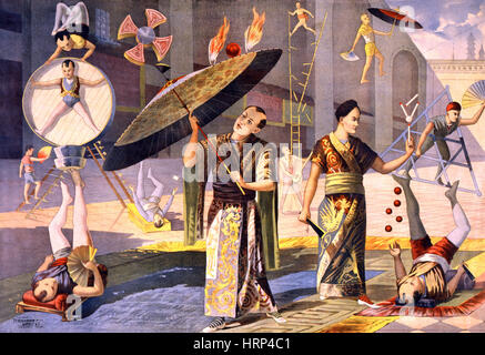 Douze acrobates asiatiques, 1891 Banque D'Images