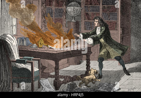 Isaac Newton's Lab Fire, 18e siècle Banque D'Images