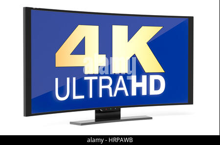 Une télévision intelligente, avec le texte : 4k uhd à l'écran (3d render) Banque D'Images