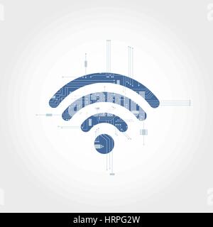 Branchement du circuit électronique à partir d'une connexion Wi-Fi gratuite. Design propre. Illustration de Vecteur