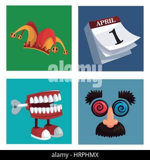 April Fools Day icons set Illustration de Vecteur