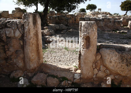 Porte d'une maison dans un village juif de l'époque du Second Temple et la révolte de Bar Kohba dans les contreforts de Judée ou Shfela. Dans la colonne de Banque D'Images