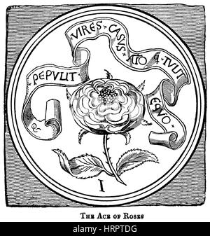 Illustration de l'As de Roses sur une carte à jouer au 15th siècle scanné à haute résolution à partir d'un livre imprimé en 1831. Je pensais libre de droits d'auteur Banque D'Images