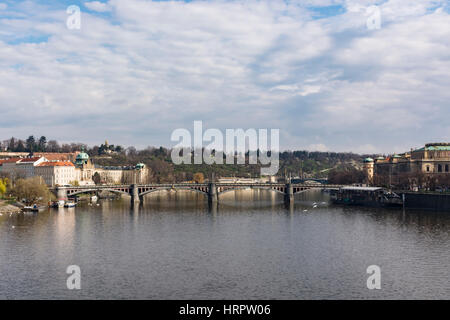 Le Pont de la Légion (le plus Legií) sur la rivière Vltava, Prague, République Tchèque Banque D'Images