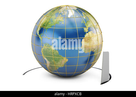 Globe terrestre avec des grumes, rendu 3D isolé sur fond blanc Banque D'Images