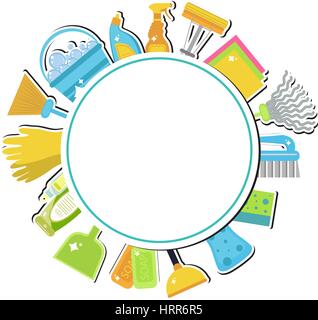 Ensemble d'icônes pour le nettoyage des outils. Nettoyage de la maison. Les fournitures de nettoyage. Télévision style design. Le nettoyage des éléments de conception. Vector illustration Illustration de Vecteur