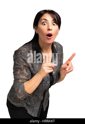 Woman portrait expressif, isolated on white Banque D'Images