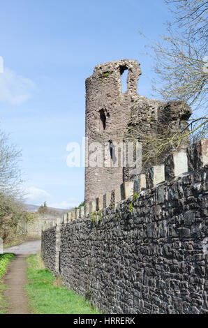 Abergavenny Castle, un château normand dans la ville de Abergavenny Banque D'Images