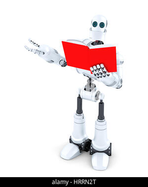 Robot avec réserve. Isolé sur blanc. Contient clipping path Banque D'Images