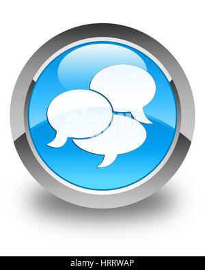 Commentaires sur papier glacé isolés l'icône bouton rond bleu cyan abstract illustration Banque D'Images