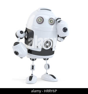 Thoughtful beau robot. Plus isolé sur fond blanc. Contient clipping path Banque D'Images