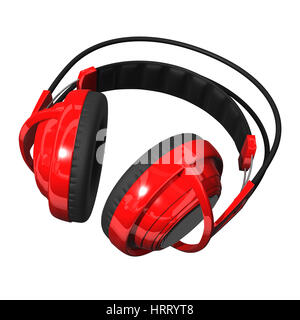 Casque rouge sur fond blanc. 3D Illustration. Banque D'Images