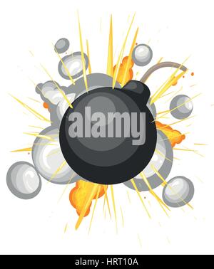 L'explosion d'une bombe cartoon style vector background isolés. Illustration de Vecteur