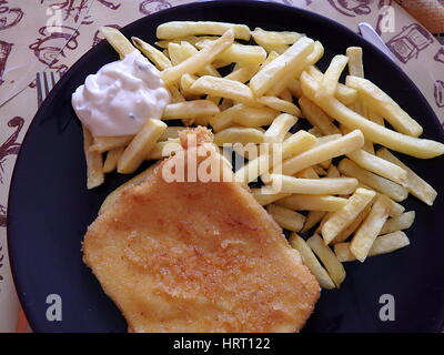 Le fromage frit et frites Banque D'Images