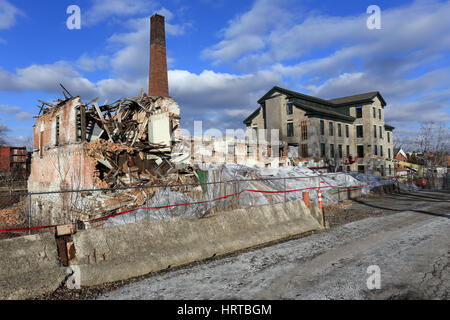 L'usine de textile abandonnée, futur siège de la Women's Hall of Fame, du Canal Érié, Seneca Falls, New York Banque D'Images