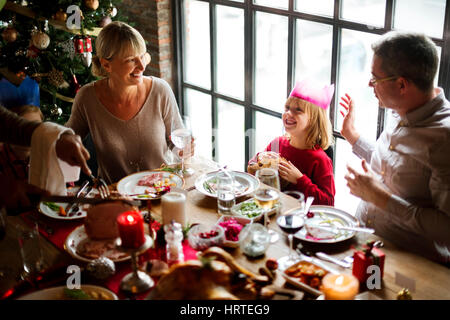 Célébration de Noël en famille Concept Banque D'Images