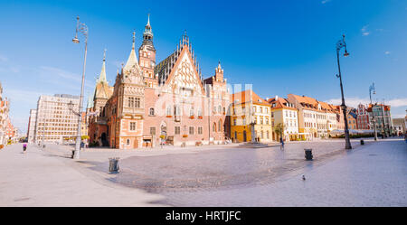 Vue de la place du marché historique de Wroclaw / Pologne Banque D'Images