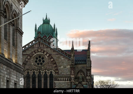 Coucher du soleil à Copley Square, Boston Banque D'Images