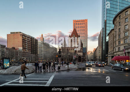 Coucher du soleil à Copley Square, Boston Banque D'Images