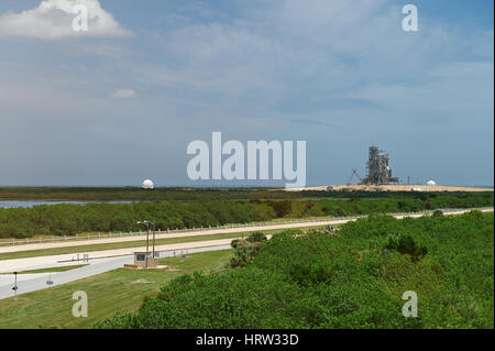 Rampe de lancement pour navette spatiale en centre de Cap Canaveral. Vue panoramique sur la station de Cape Canaveral Banque D'Images