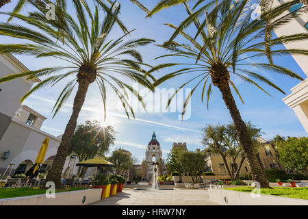 La belle scène de l'après-midi l'Hôtel de Ville de Pasadena, Los Angeles, Californie Banque D'Images