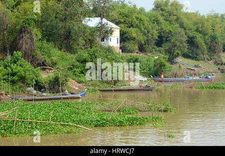 La pêche sur le Mékong, au Cambodge Banque D'Images