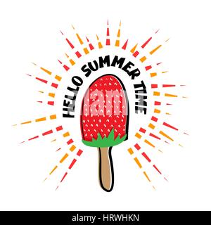 Bonjour l'été glace à la fraise Illustration de Vecteur