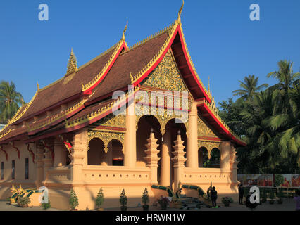Le Laos, Vientiane, Wat Ong Teu, temple bouddhiste, Banque D'Images