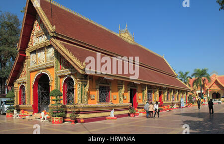 Le Laos, Vientiane, Wat Si Muang, temple bouddhiste, Banque D'Images