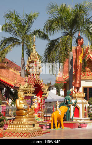 Le Laos, Vientiane, Wat Si Muang, temple bouddhiste, Banque D'Images