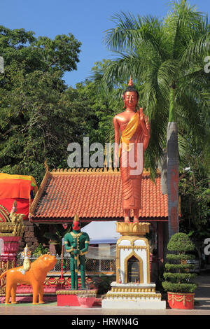 Le Laos, Vientiane, Wat Si Muang, temple bouddhiste, Banque D'Images