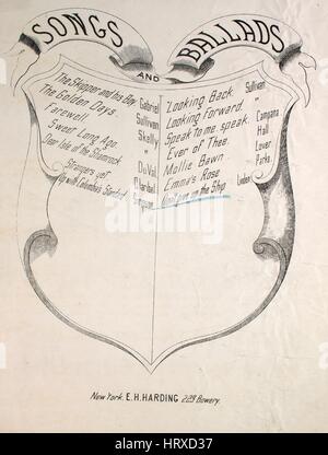 Image de couverture partitions de la chanson 'Songs et ballades n'abandonnez pas le navire", avec l'auteur original "Lecture notes Mots par Geo Cooper Musique par Fred Ter Linden", United States, 1875. L'éditeur est répertorié comme "E.H. Harding, 229 Bowery", sous forme de composition trophique', 'est l'instrumentation est 'piano et voix", la première ligne se lit "à côté de la véranda le marin sat', et l'illustration artiste est répertorié comme 'Aucun'. Banque D'Images