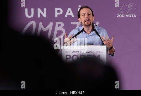 Pablo Iglesias co fondateur chef de parti politique en Espagne Podemos Banque D'Images