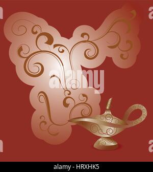 Couleurs marron vintage lampe magique Illustration de Vecteur