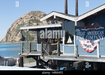 Le restaurant Great American fish company sur le port de Morro Bay California USA Banque D'Images