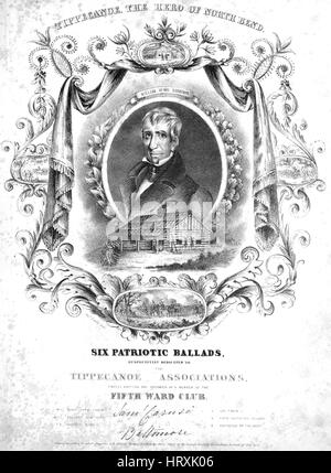 Image de couverture partitions de la chanson 'Six ballades patriotiques No2 l'ancien héros un Favori Gallant ballade patriotique', avec une œuvre originale en partie à lire 'notes écrites et arrangées par un membre de la Cinquième Ward Club', United States, 1840. L'éditeur est répertorié en tant que '[Thomas Birch ?]', la forme de la composition est "avec chœur trophique', l'instrumentation est 'piano et voix", la première ligne se lit "Dans une petite cabane, de l'humble porte, Ne'er renvoie unreliev avait', et l'illustration artiste est répertorié comme 'Chas. Lewis Del. ; N. Currier's Lith. N.Y.'. Banque D'Images