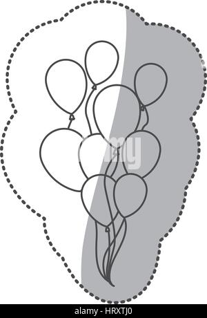 Jeu de croquis silhouette sticker ballons icône décoratif Illustration de Vecteur